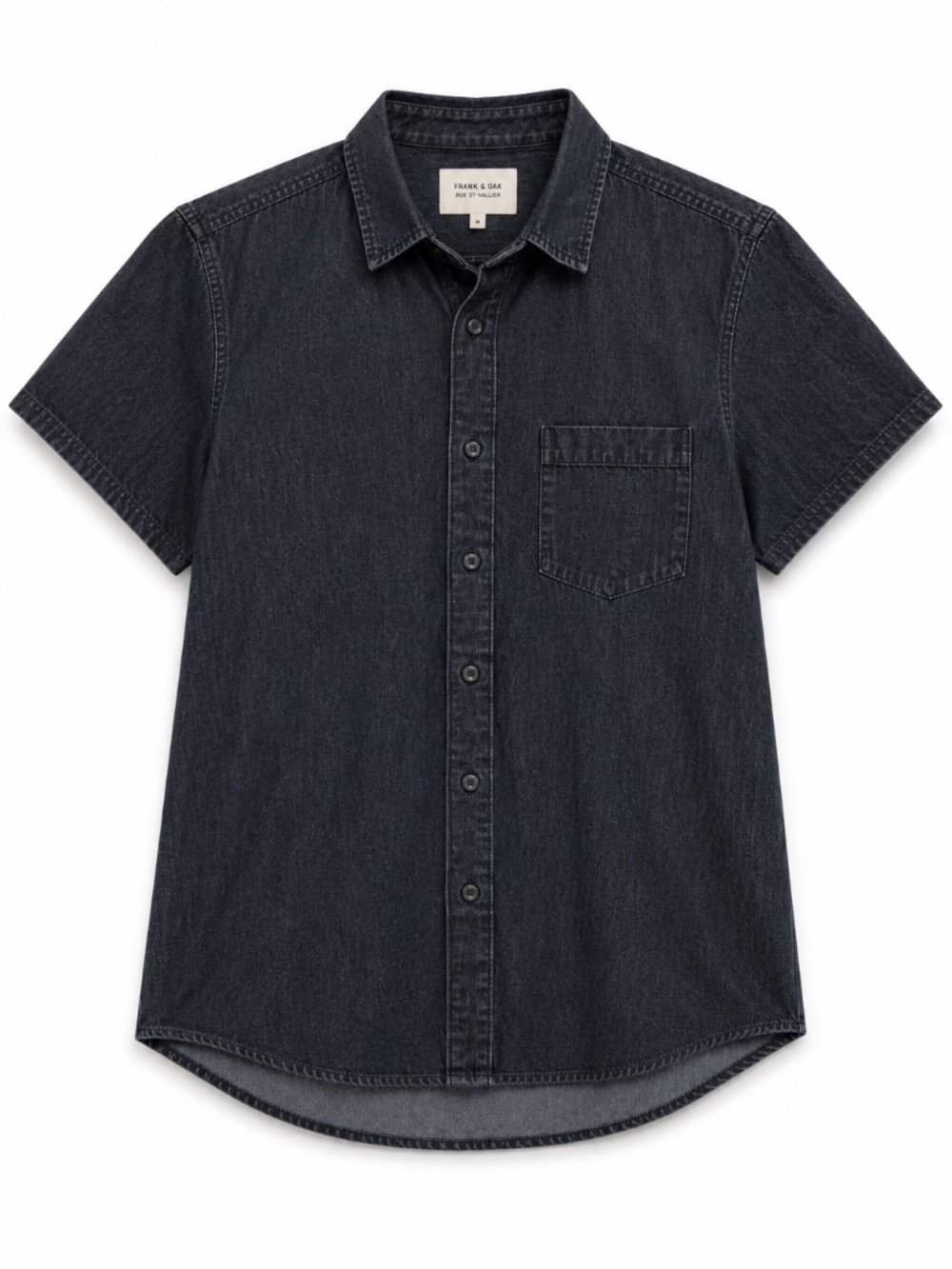 Frank & Oak denim short sleeve shirt button down 100% Cotton S cowgirl country